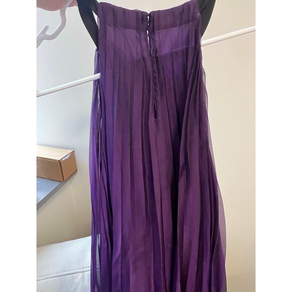Halston Purple Silk Style Pleated Cocktail Dress - Picture 5 of 5